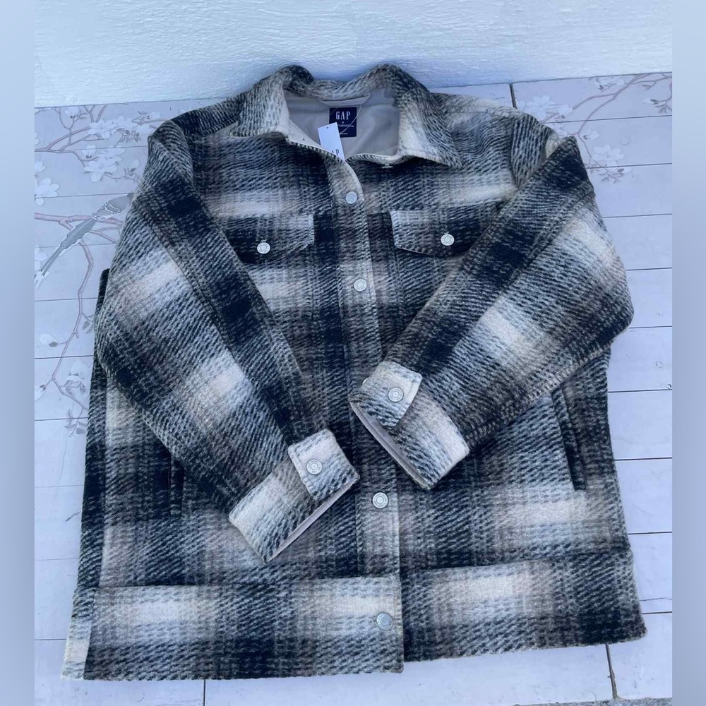GAP Men's Black and White Plaid Jacket
